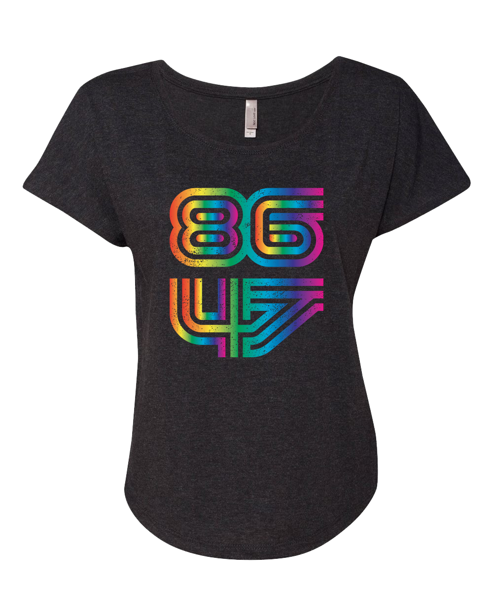 8647 Rainbow Scoop Neck Fitted T-Shirt