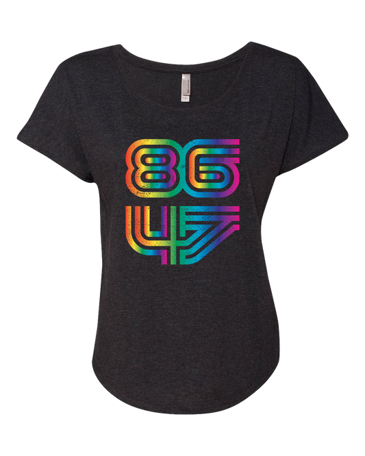 8647 Rainbow Scoop Neck Fitted T-Shirt
